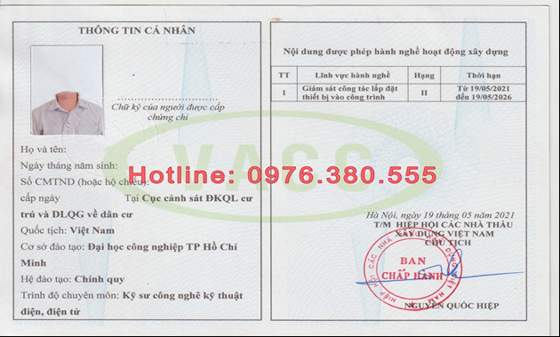CHỨNG CHỈ HÀNH NGHỀ XÂY DỰNG HẠNG 1 DÀNH CHO CÁ NHÂN CÓ TRÌNH ĐỘ CAO VÀ KINH NGHIỆM PHONG PHÚ