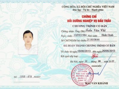 Chứng chỉ đấu thầu uy tín theo nghị định của Bộ