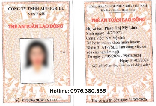 Mẫu thẻ an toàn lao động