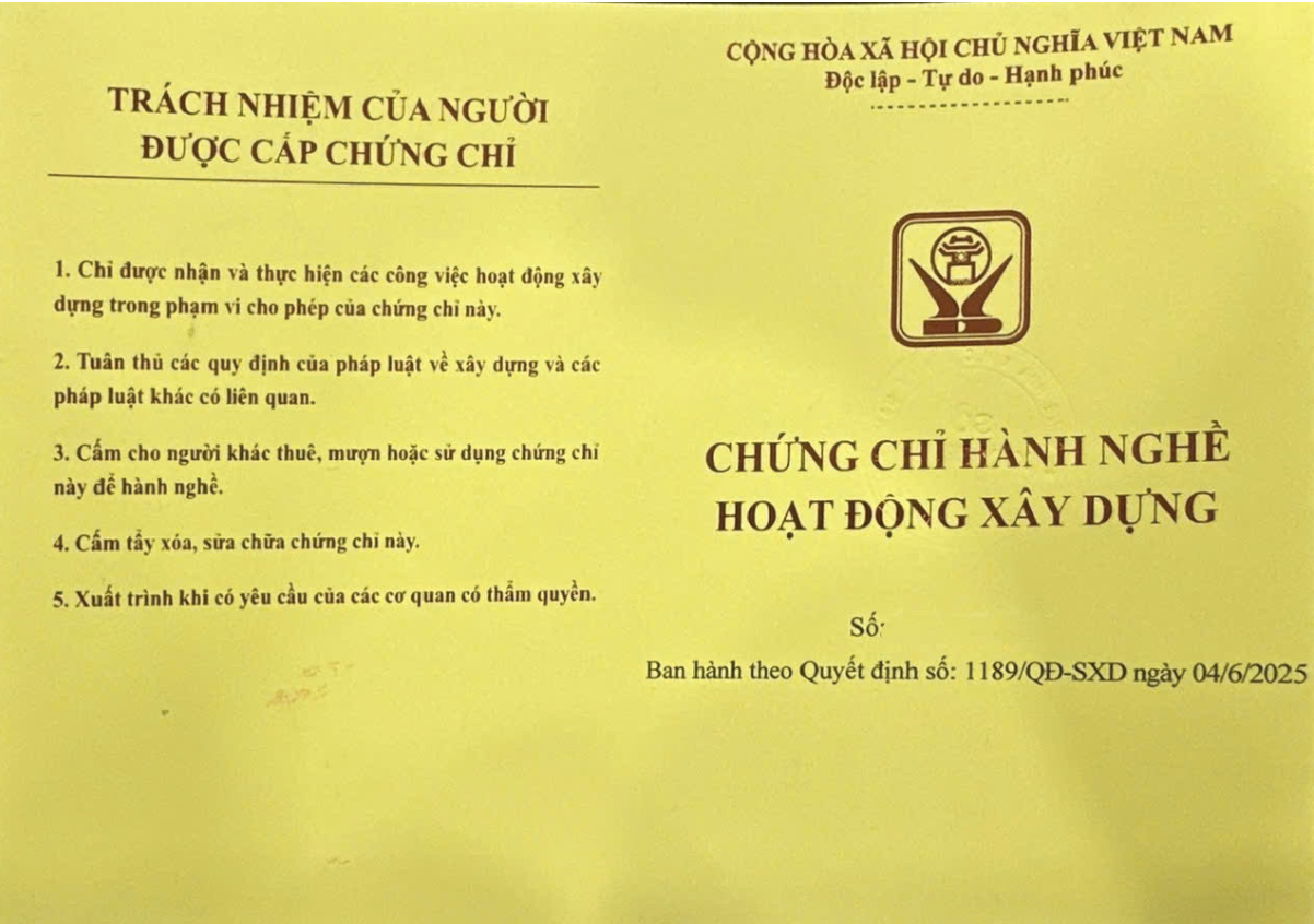 Chứng chỉ hành nghề xây dựng có những loại nào?