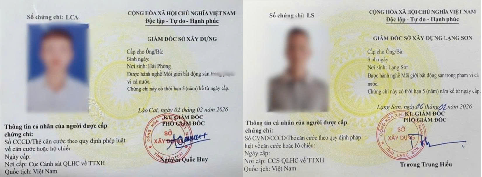 Mẫu chứng chỉ hành nghề bất động sản