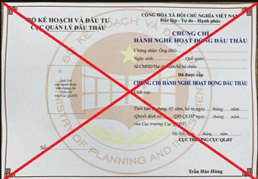 mẫu chứng chỉ hành nghề đấu thầu cũ