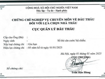 Chiêu sinh Khóa Ôn Thi & Cấp Chứng Chỉ Nghiệp Vụ Chuyên Môn Về Đấu Thầu